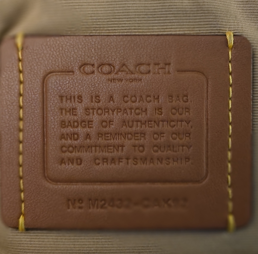 Coach Brown Leather and Tan Canvas Hobo Bag with Signature Crossbody Strap - Picture 6 of 12